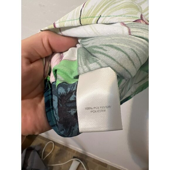 Ann Taylor Green Floral Watercolor Print Sleeveless Tank Top Sz L - Picture 5 of 8